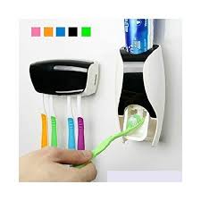 Guaranteed Safe Checkout Payment methods Instagram Facebook YouTube Automatic Toothpaste Dispenser Squeezer Hands Free Set and 5 Toothbrush Holder